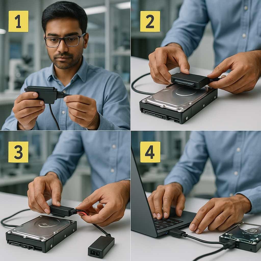 Adaptador USB para HDD/SSD — proceso de uso